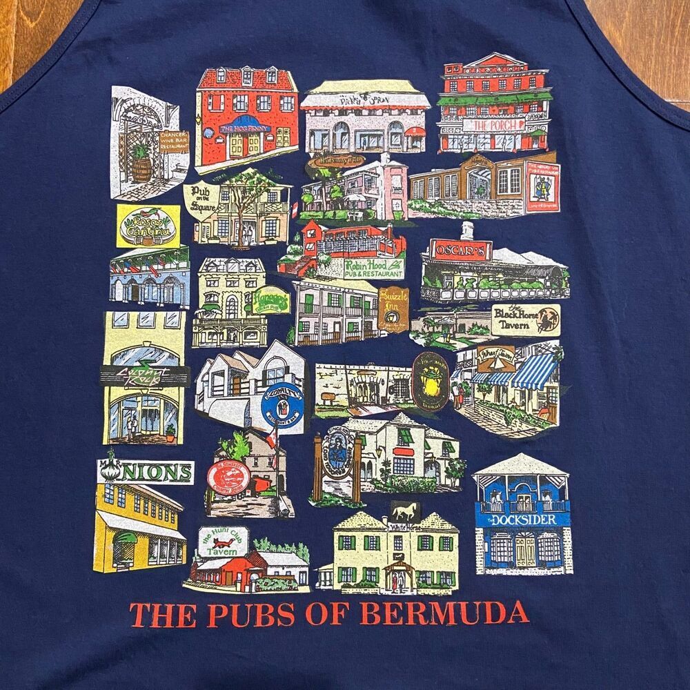 Fruit Of The Loom Vintage Pubs Of Bermuda Navy Tank Top Men's NWT Size XL - Picture 5 of 8
